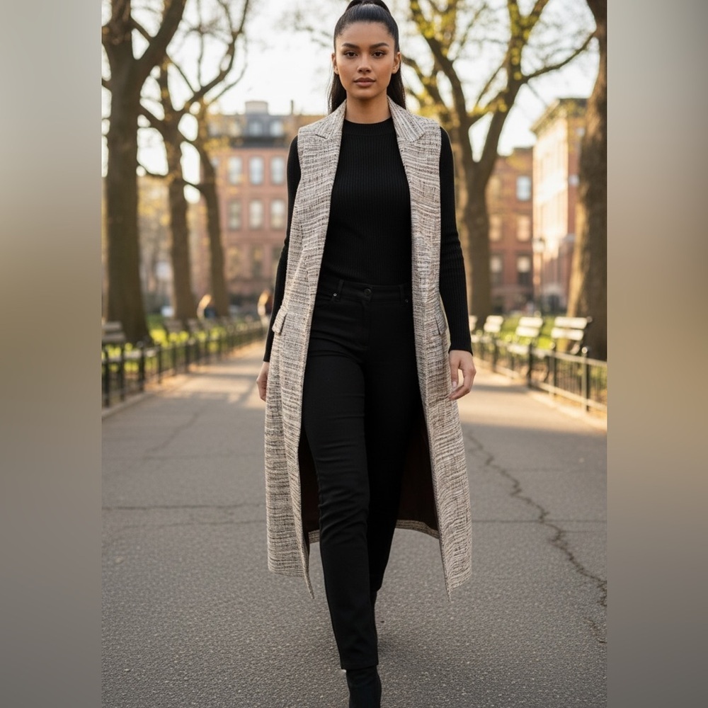 95 Twenty Textured Cream and Brown Vest